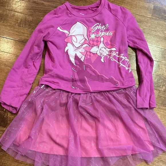 Marvel Girls' Ghost-Spider Pink Purple Tulle dress, size 6 - Picture 3 of 6